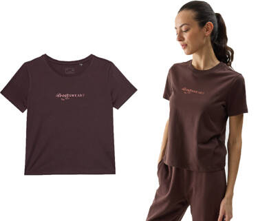 Koszulka damska 4F F1354 bawełniana brązowa