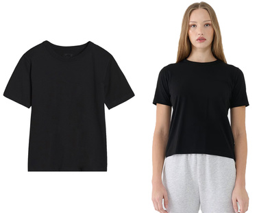 Koszulka damska bawełniana 4F F1991 Gładki t-shirt czarny
