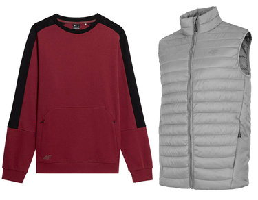 Zestaw na jesień 4F kamizelka puchowa i bluza dresowa