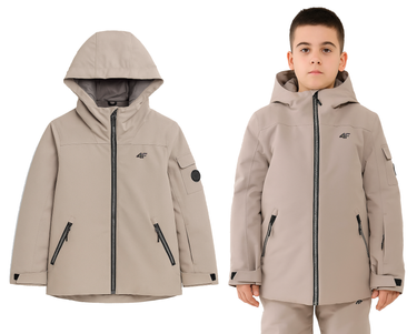Kurtka zimowa dziecięca 4F sportowa GROW UP M0839 beż brąz