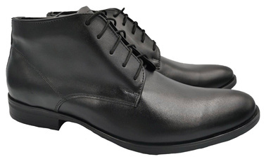 Buty zimowe K021 męskie skórzane trzewiki czerń