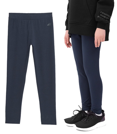 Legginsy sportowe 4F F038 getry bawełniane spodnie na WF granat