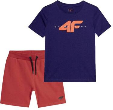 Zestaw sportowy 4F granatowa koszulka, czerwone spodenki