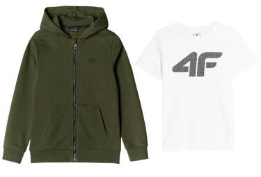 Bluza dresowa z kapturem i koszulka z bawełny 4F
