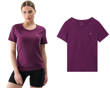 Koszulka damska basic 4F F2356 z bawełny fiolet