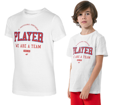 T-shirt chłopięcy biały 4F koszulka JTSM007