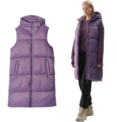 Długa kamizelka puchowa pikowana 4F F143 z kapturem
