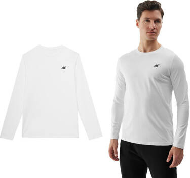 Longsleeve męski 4F M217 bluzka z długim rękawem biała