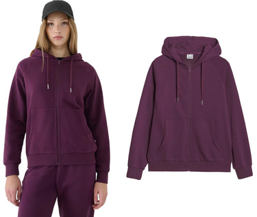 Bluza dresowa na zamek 4F F1541 z kapturem fiolet