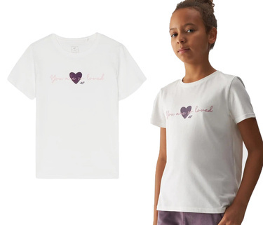 T-shirt dziewczęcy 4F F1545 koszulka z bawełny na lato