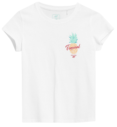 Koszulka bawełniana 4F F399 z nadrukiem biała