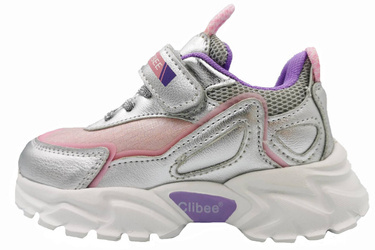 Buty sportowe dla dziewczynki na rzepy Clibee E-87 srebrne