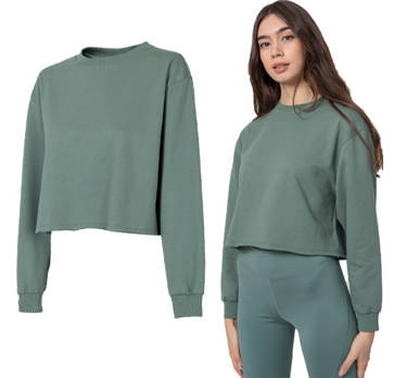 Bluza damska 4F BLD040 crop top oversize zielona