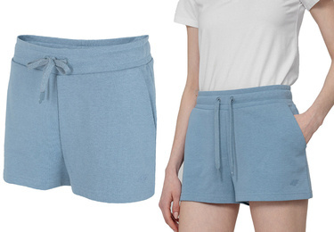 Spodenki damskie dresowe 4F SKDD350 bawełniane niebieskie