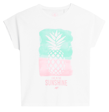 Koszulka bawełniana 4F F396 z nadrukiem biała