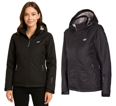 Kurtka damska zimowa 4F KUDN003 czarna membrana 5000