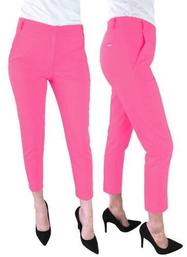 Spodnie damskie cygaretki Sigma 7/8 eleganckie garniturowe róż