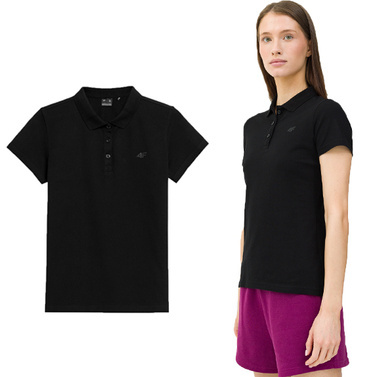 Koszulka damska POLO 4F F132 T-shirt z kołnierzykiem czarny