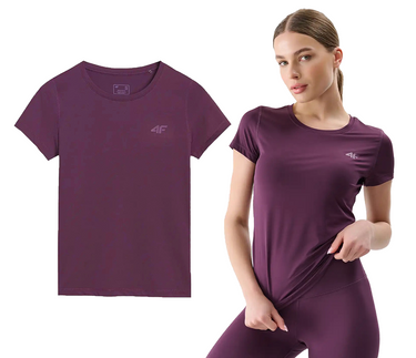 T-shirt sportowy damski 4F F1235 na siłownię do biegania fiolet