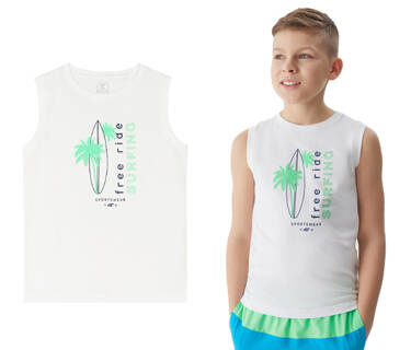 Koszulka bez rękawów 4F M040 bawełniany tank top biały
