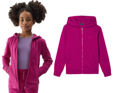 Bluza dresowa dziewczęca 4F F0919 rozpinana z kapturem róż