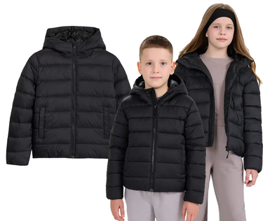 Kurtka puchowa 4F pikowana z kapturem U0704 czarna