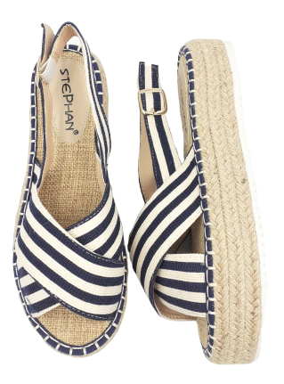 Sandały słomiane damskie YT-12 w paski gruba podeszwa