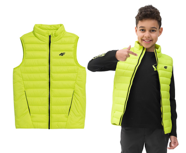 Kamizelka chłopięca 4F bezrękawnik puchowy M008 żółty