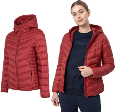 Kurtka damska 4F z kapturem KUDP003 pikowana czerwona