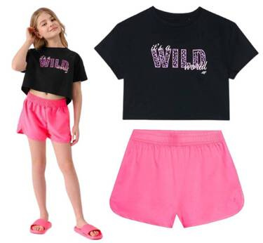 Zestaw dziewczęcy na lato 4F koszulka, szorty