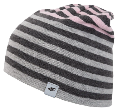 Czapka dziewczęca 4F na jesień JCAD104  beanie w paski 50