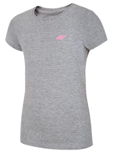 T-shirt dziewczęcy 4F JTSD007 bawełna szary