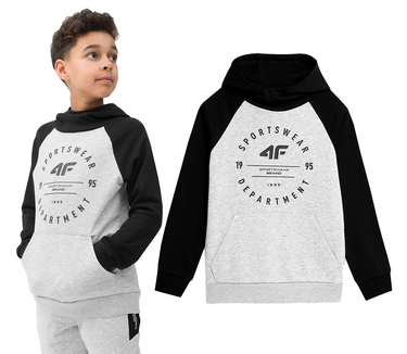 Bluza chłopięca dresowa 4F M221 z kapturem szary