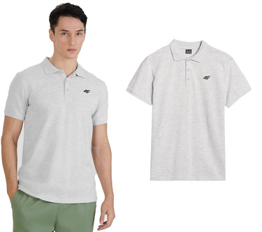 Koszulka męska z kołnierzykiem POLO 4F M366 bawełniana szara