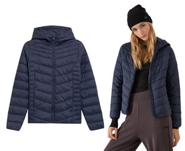 Kurtka puchowa 4F KUDP003 z kapturem GRANAT