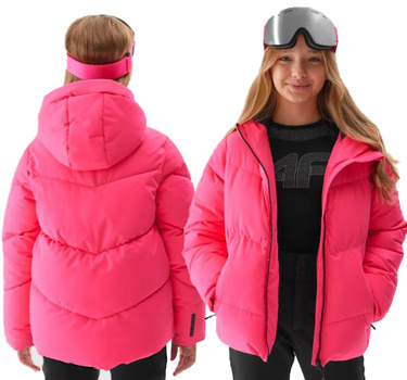 Kurtka narciarska 4F F293 zimowa z kapturem różowa