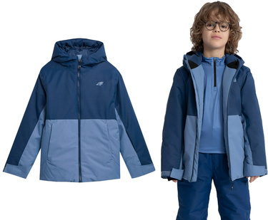 Kurtka narciarska chłopięca 4F M299 Sportowa z kapturem granat