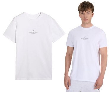 Biały t-shirt męski 4F koszulka bawełniana M2961