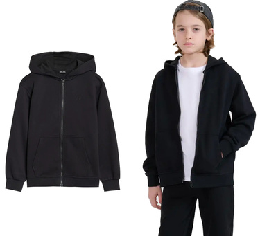 Bluza dresowa chłopięca z kapturem 4F M1859 na zamek czarna