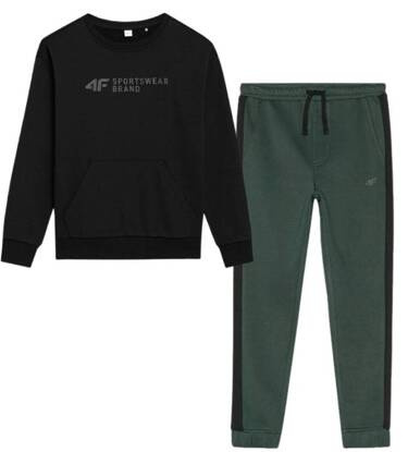 Dres chłopięcy 4F komplet czarna bluza spodnie z lampasem