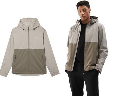 Kurtka męska przejściowa 4F M444 z kapturem z membraną beżowa