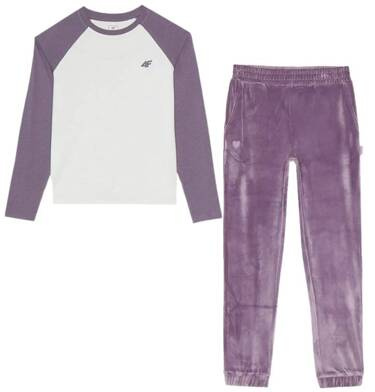Zestaw dla dziewczynki 4F bluzka i spodnie welurowe