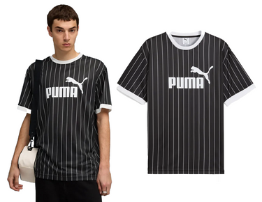 T-shirt męski PUMA w paski sportowy 688263 01 czarno-biały