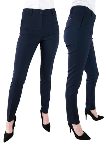 Spodnie eleganckie damskie Sigma granatowe cygaretki