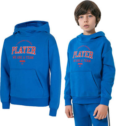 Bluza chłopięca z kapturem 4F JBLM006 dresowa niebieska