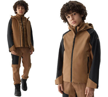 Kurtka sportowa 4F M408 przejściowa z kapturem brąz