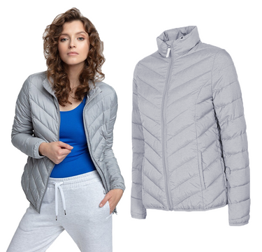 Kurtka puchowa damska pikowana KUD002 szara XS