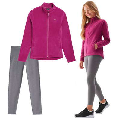 Zestaw dziewczęcy 4F getry z bawełny i polar na zamek