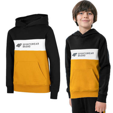 Bluza chłopięca dresowa 4F JBLM003 z kapturem do szkoły