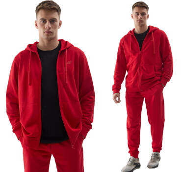 Bluza męska dresowa 4F M0951 z kapturem na zamek czerwona